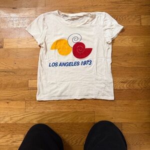 Madewell White Tee with Yellow, Red & Blue Graphic